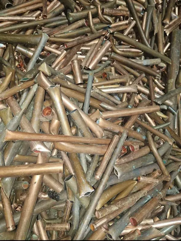 Copper pipe offcuts at the RHK Metals Ltd scrap yard in Royston